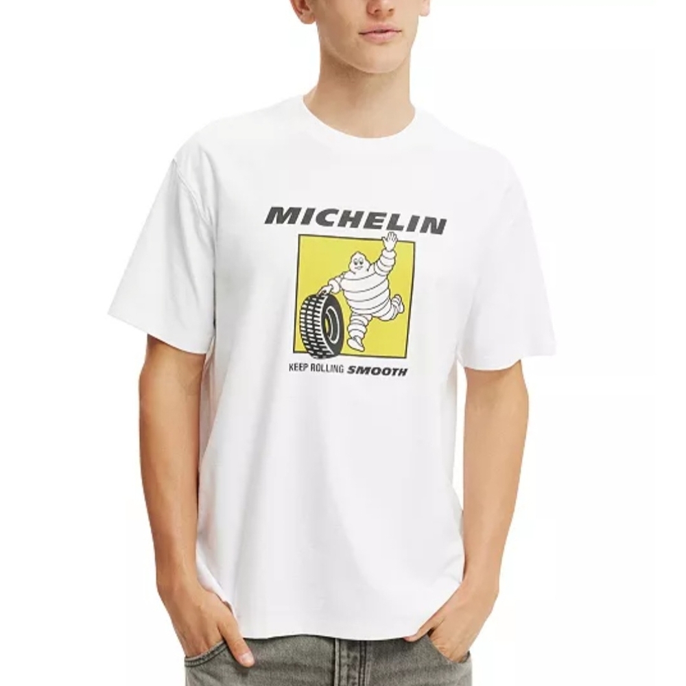 NWT Michelin Men's White Graphic T-Shirt Size XS